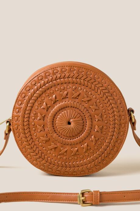 Francesca's Riya Whipstitch Canteen Crossbody - Cognac