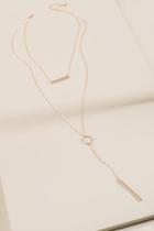 Francesca's Genevieve Layered Bar Y Necklace In Rose Gold - Rose/gold