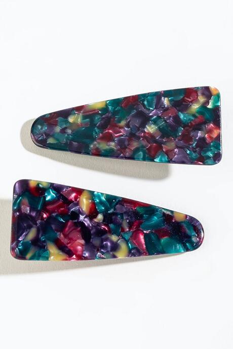 Francesca's Kensie Triangular Hair Clip Set - Purple
