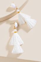 Francesca's Reah Tiered Tassel Earrings - White