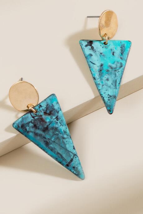 Francesca's Amber Patina Linear Earrings - Turquoise