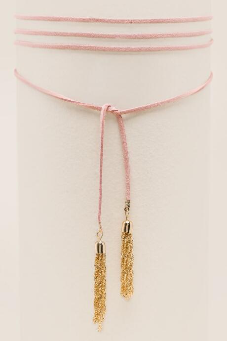 Francesca's Emma Suede Self-tie Choker In Blush - Blush