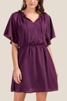 Francesca's Claire Flutter Sleeve Dress - Purple