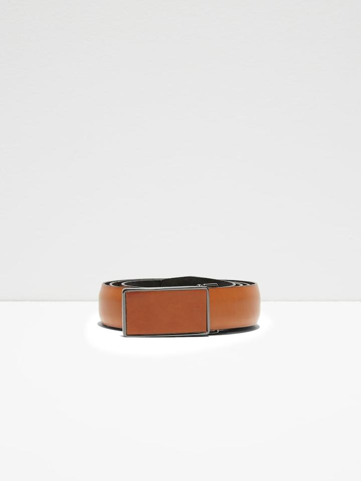 Frank + Oak Minimal Leather Dress Belt In Tan