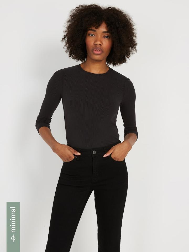 Frank + Oak Long Sleeved Modal-blend Ribbed Tee - Black