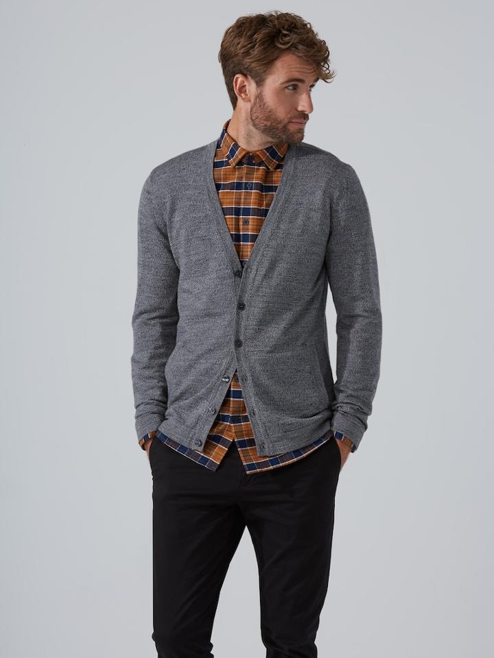 Frank + Oak Machine-washable Merino Cardigan In Dark Concrete