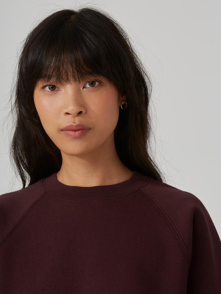 Frank + Oak The Gym Fleece Crewneck In Deep Plum