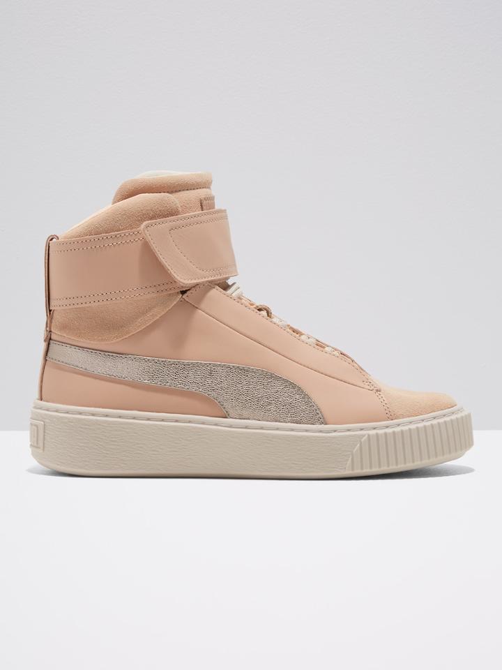 Frank + Oak Puma Basket Platform Suede High-top Sneakers In Beige
