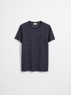 Frank + Oak Striped Good Cotton T-shirt In Navy