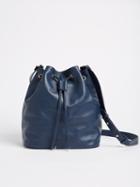 Frank + Oak Leather Bucket Bag - Dark Blue