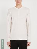 Frank + Oak Striped Jacquard Henley Tee - White With Red Retro Ski Stripes