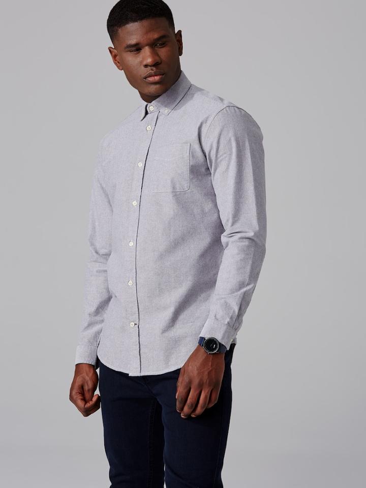 Frank + Oak The Jasper Oxford Shirt In Light Grey