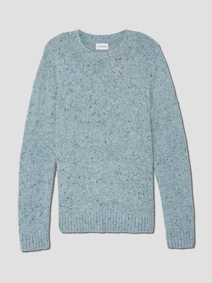 Frank + Oak Flecked Multi-colour Yarn Sweater In Blue