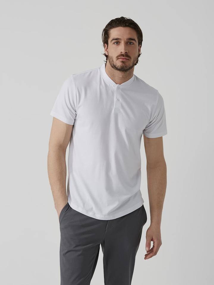 Frank + Oak Sc Drirelease Bomber Polo In Bright White