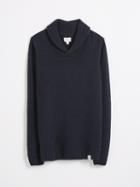 Frank + Oak The Nordique Multi-yarn Shawl Pullover Sweater - Blue Grey