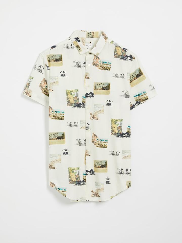 Frank + Oak Short-sleeved Printed Cotton Shirt - Dirty White