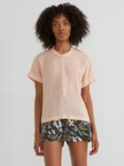 Frank + Oak Boxy Short Sleeve Popover In Peach Pink