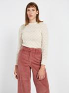 Frank + Oak Pointelle Cable Crewneck Sweater In Light Natural