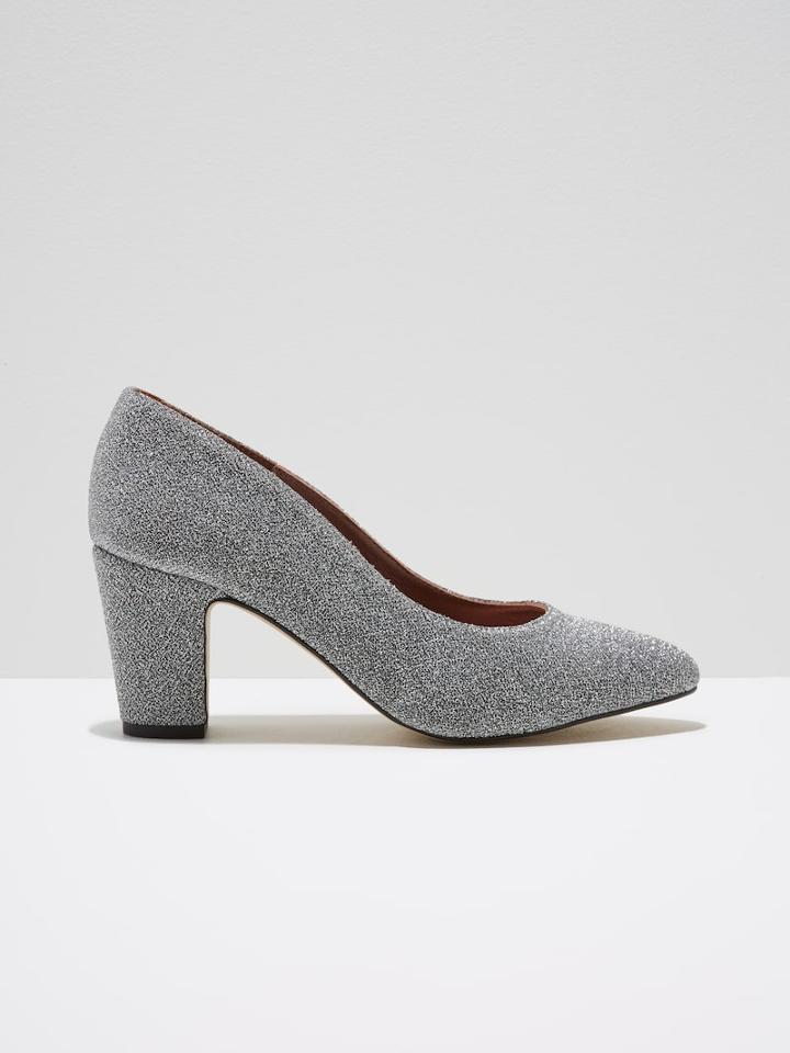 Frank + Oak The Gallery Block Heel In Metallic Silver