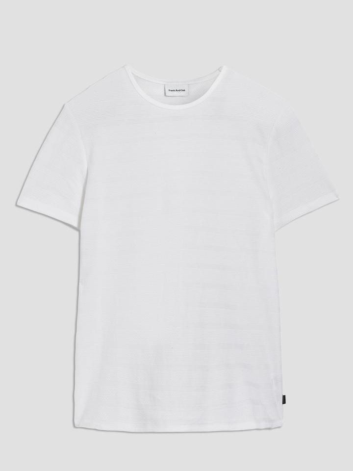 Frank + Oak Piqu Tonal Stripe Crewneck Tee In White