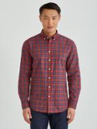 Frank + Oak The Paolo Garment Dyed Soft Oxford Plaid In Ketchup/navy