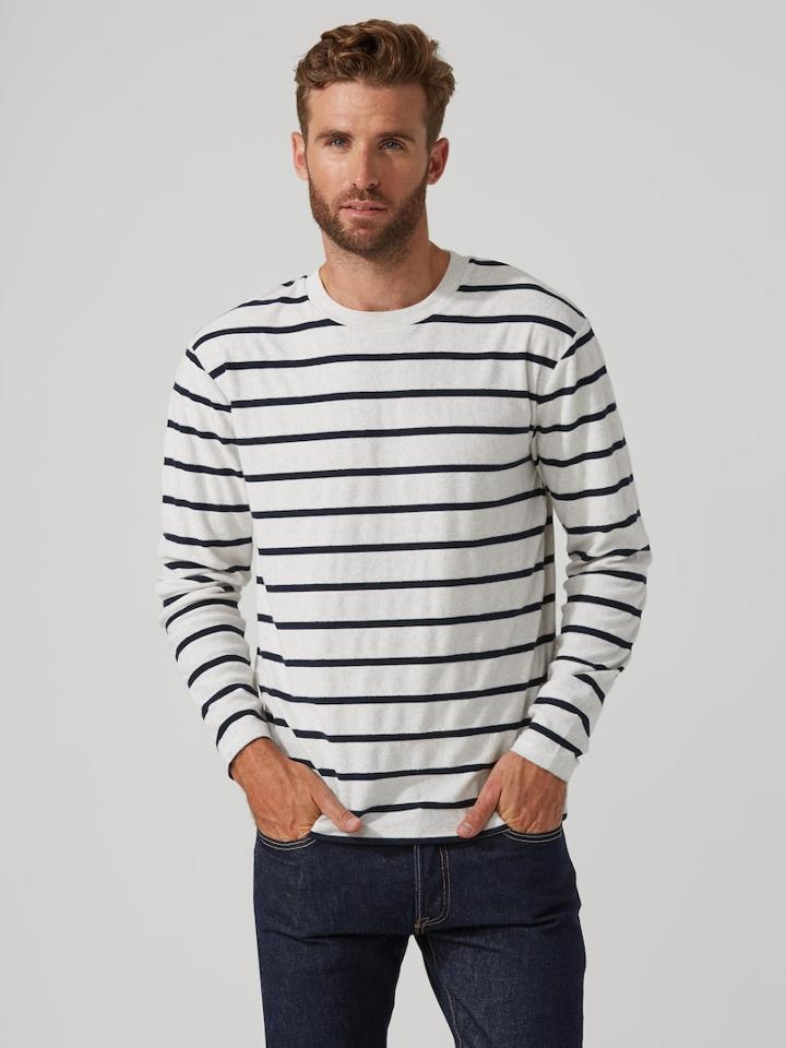 Frank + Oak Breton Longsleeve T-shirt In Gull Heather