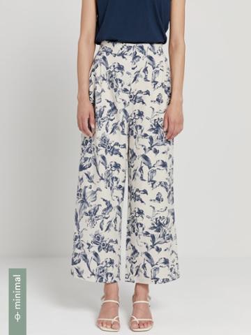 Frank + Oak Linen-tencel Lyocell Printed Wide-leg Pants In Gray