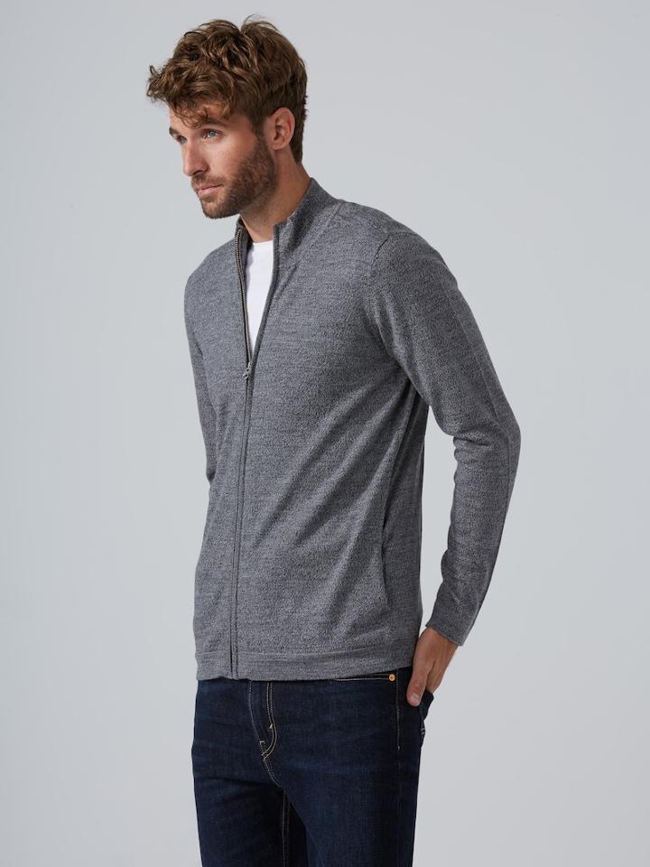 Frank + Oak Machine-washable Merino Zip Cardigan In Dark Concrete