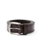 Frank + Oak Classic Leather Belt In Dark Brown