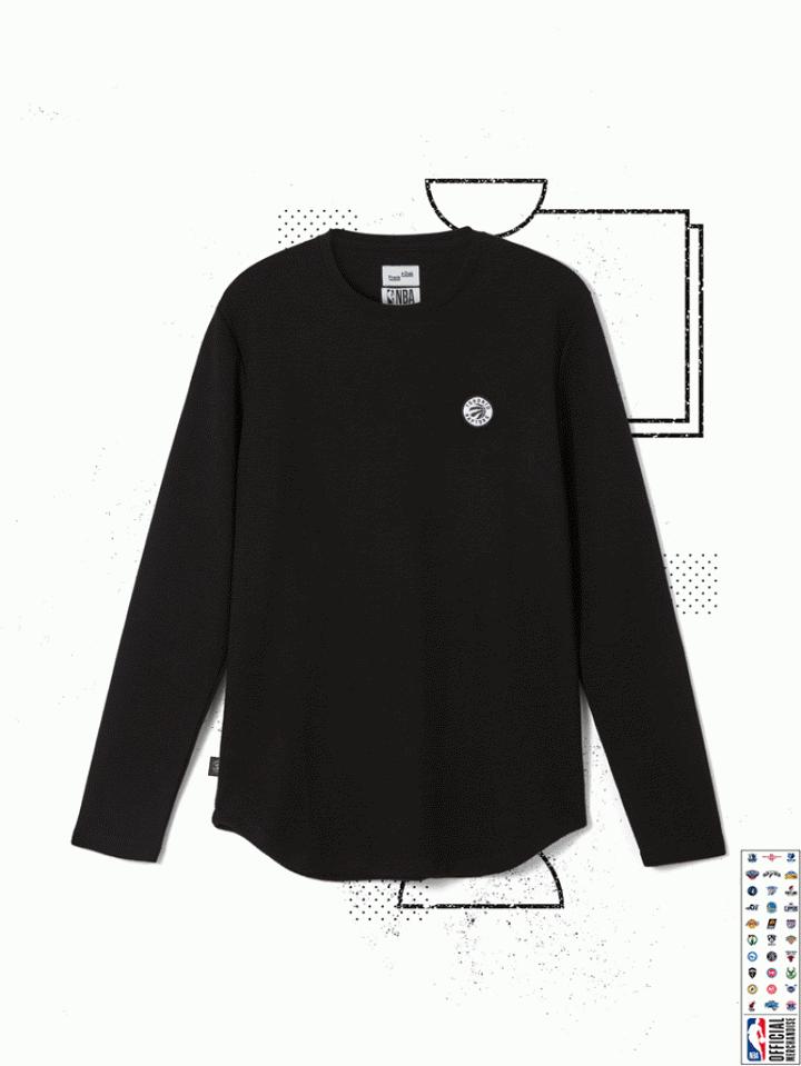 Frank + Oak Toronto Raptors L/s Waffle-knit Crewneck In True Black