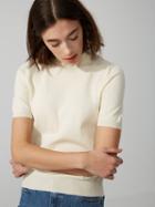 Frank + Oak Short-sleeve Cotton-blend Mockneck Sweater In Snow White