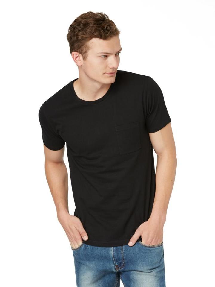 Frank + Oak Crewneck Pocket T-shirt In Black