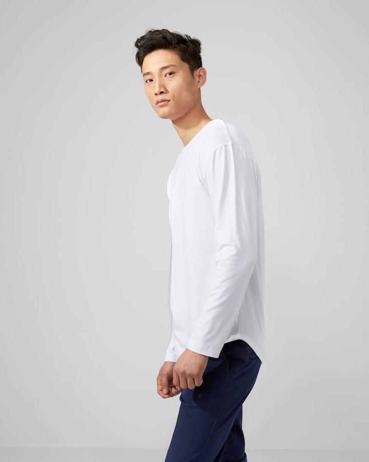 Frank + Oak Sc Drirelease&reg; Long-sleeve T-shirt In Bright White