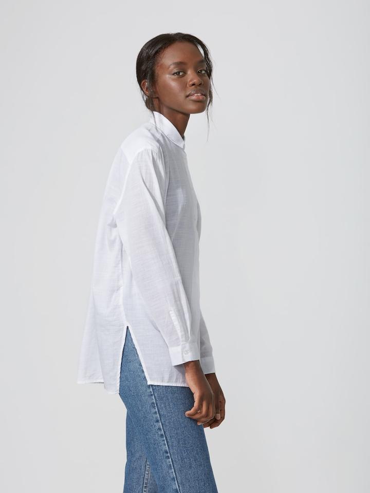 Frank + Oak Oversized Cotton-voile Shirt In Bright White