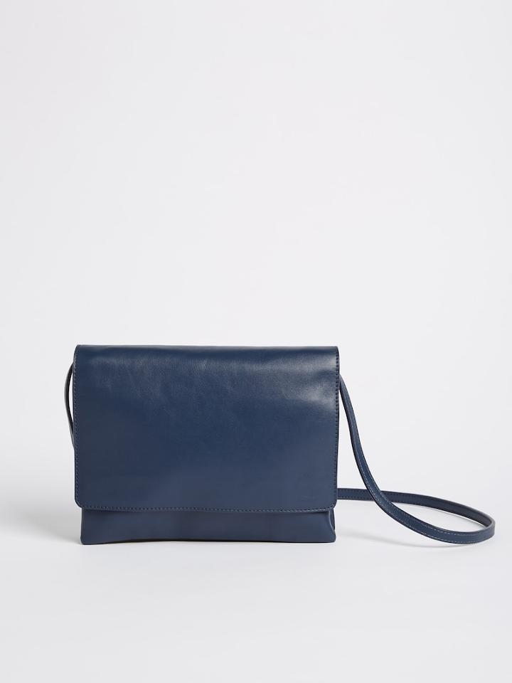 Frank + Oak Leather Crossbody Bag - Dark Blue