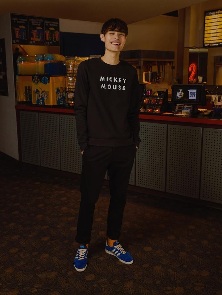 Frank + Oak Mickey Mouse Cotton-blend Crewneck - Black