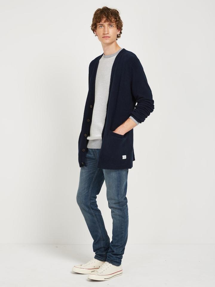 Frank + Oak Bloucl Long Grandad Cardigan - Navy