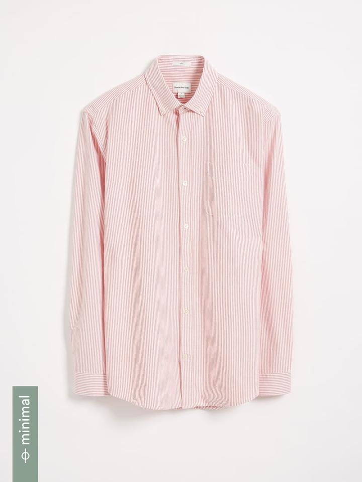 Frank + Oak The Jasper Oxford Shirt - Striped Orange