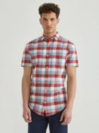 Frank + Oak Checkered Short Sleeve Linen Blend Shirt In Red