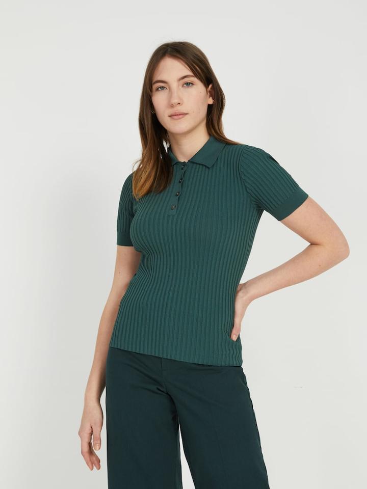 Frank + Oak Short-sleeved Sweater Polo - Dark Turquoise