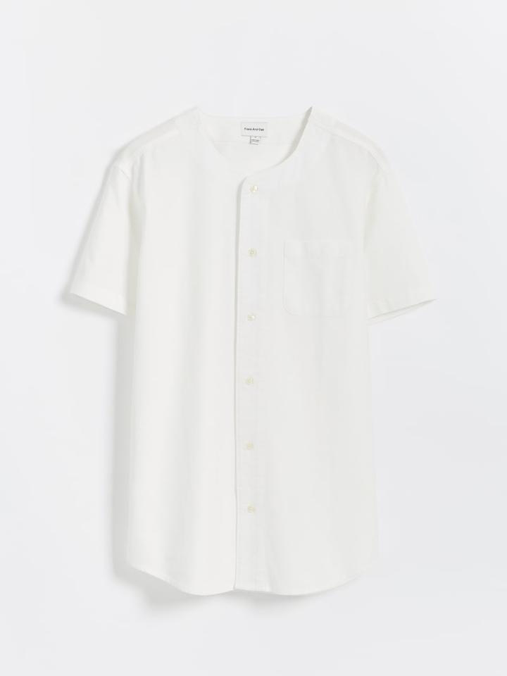 Frank + Oak The Jasper Short-sleeved Baseball Shirt - White