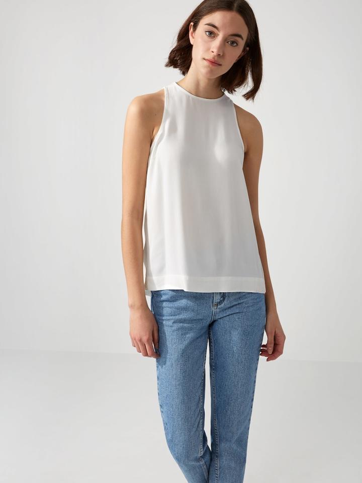 Frank + Oak Fluid Shell Blouse In Snow White