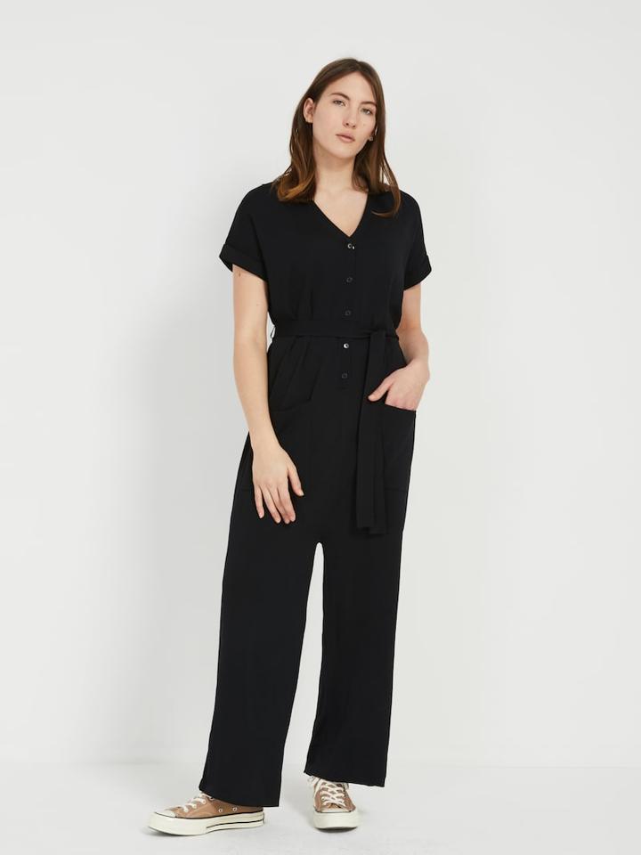 Frank + Oak Short-sleeved Sweater Jumpsuit - True Black