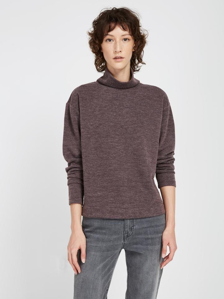 Frank + Oak Fleece Mockneck Sweatshirt - Purple Heather