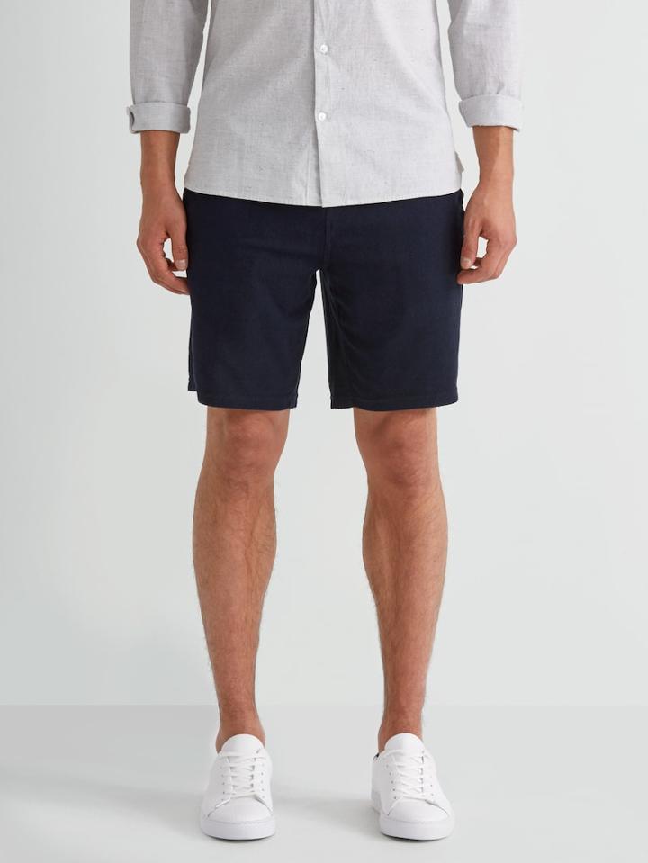 Frank + Oak Plush Drawstring Sweatshort In Navy Blazer