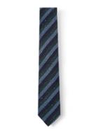 Frank + Oak Striped Cotton-silk Tie In Teal
