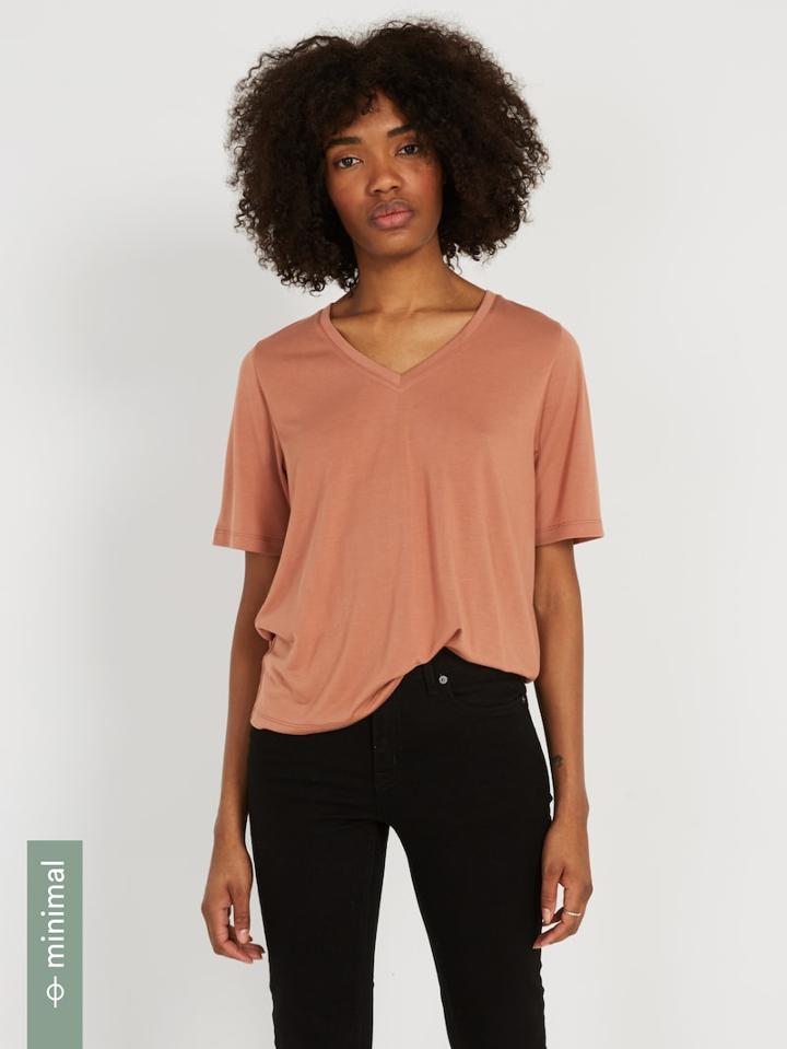 Frank + Oak Modal-blend Fluid V-neck - Caf Au Lait