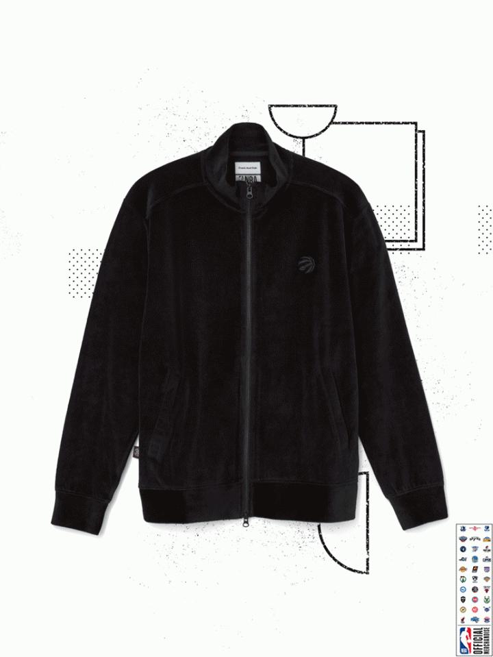 Frank + Oak Toronto Raptors Full-zip Velvet Track Jacket In Black