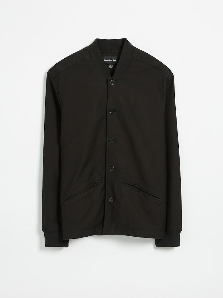 Frank + Oak Cotton Blend Bomber Jacket - Black