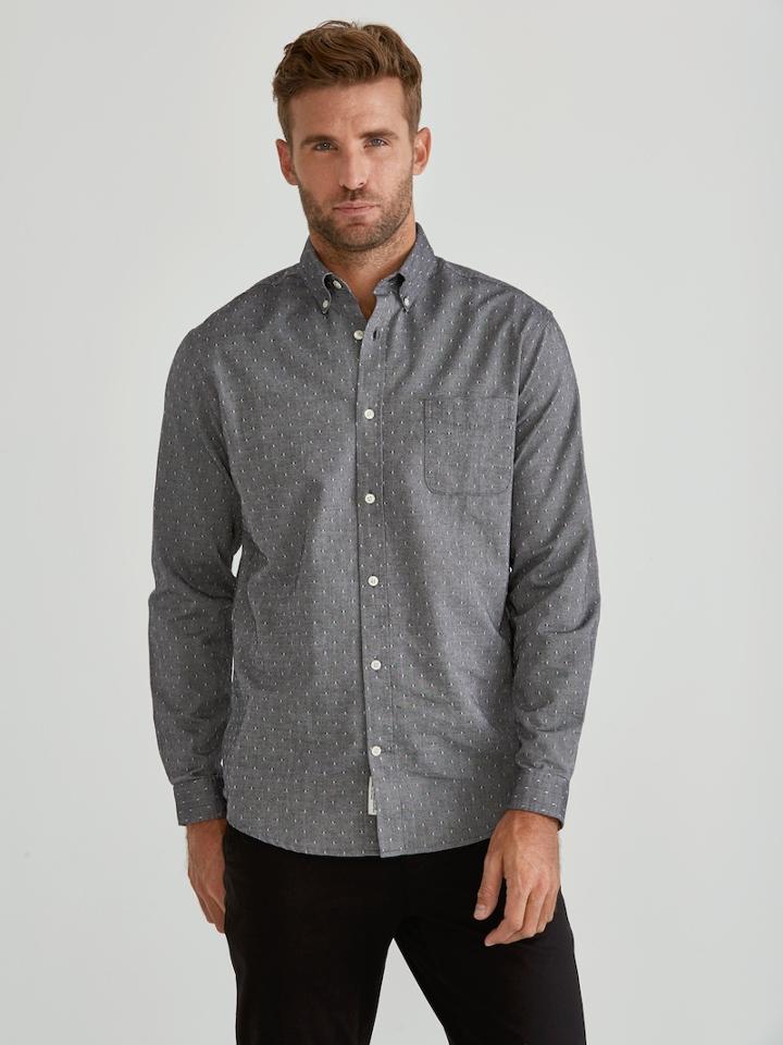 Frank + Oak Jacquard Oxford Shirt In True Black